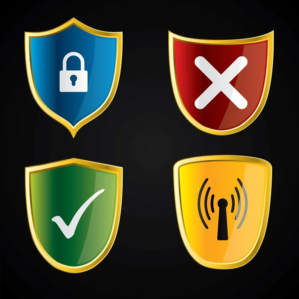 Iconos de escudo para la seguridad — Archivo Imágenes Vectoriales