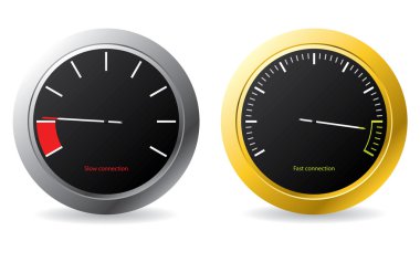 Silver and gold framed speedometers clipart