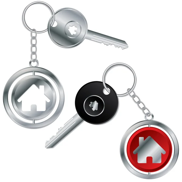 Vector illustration of keys with house keyholders — Stock Vector
