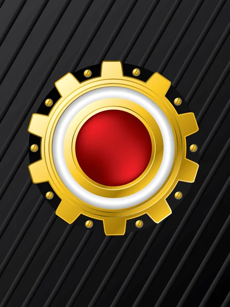 Botão vermelho com design de fundo de roda de engrenagem — Vetor de Stock