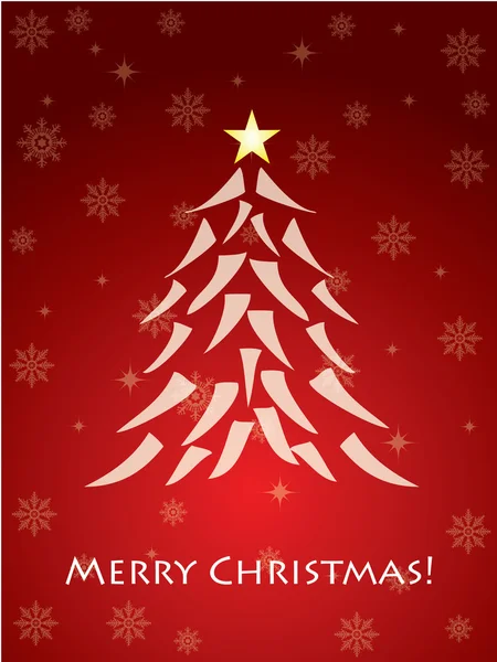 ツリー付きの赤いクリスマスカード — ストックベクタ