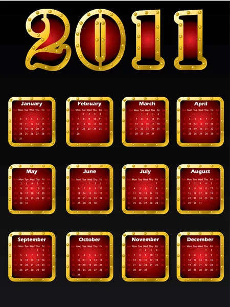 Золотий 2011 календар дизайн — стоковий вектор