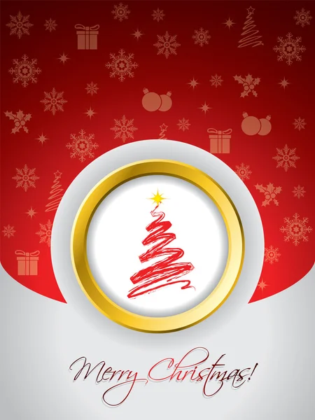 Cartão vermelho de felicitações de Natal — Vetor de Stock