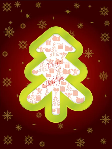 Carte de voeux vert brillant sapin de Noël — Image vectorielle