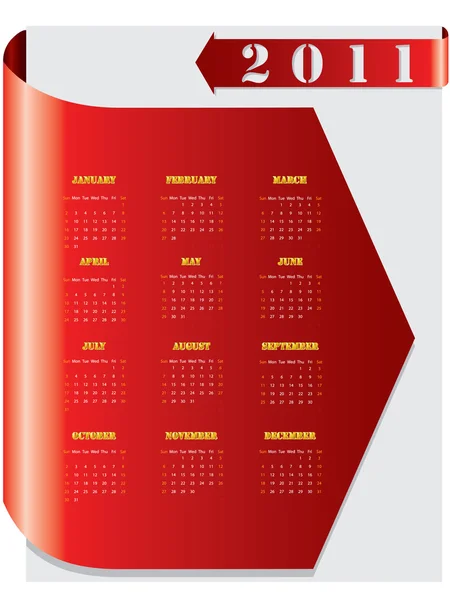 Roter Pfeil Kalender für 2011 — Stockvektor