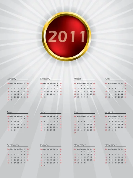 Kula Projekt Kalendarza Rok 2011 — Wektor stockowy