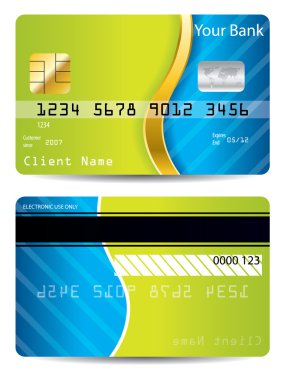 serin mavi ve yeşil tasarım kredi kartı