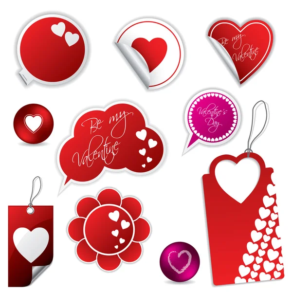 Aftelkalender Voor Valentijnsdag Sticker Label Instellen — Stockvector