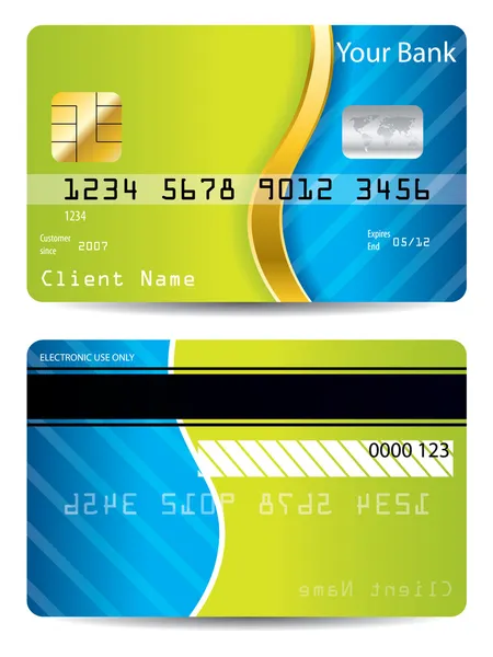 Serin mavi ve yeşil tasarım kredi kartı — Stok Vektör