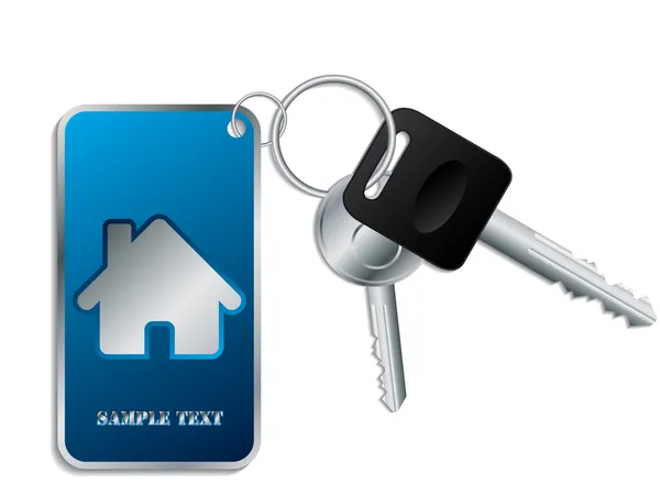 键与房子图标蓝色 Keyholder — 图库矢量图片