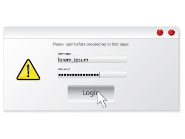 Login window design with alert clipart