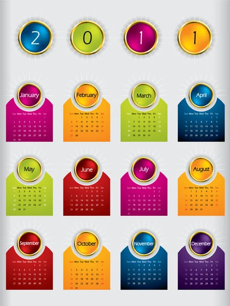 Cool 2011 Calendar Design Template — Stock Vector