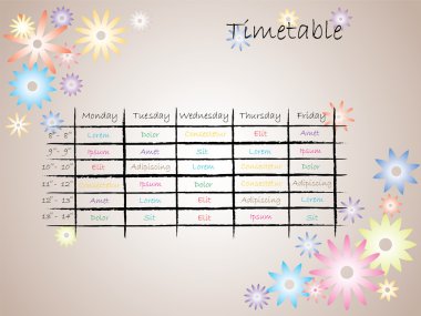 Kids timetable for school