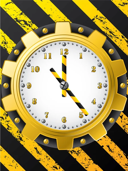 Conception Horloge Construction Avec Fond Rayé Grunge — Image vectorielle