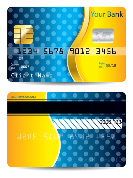 Chladné modré a oranžové kreditní karta — Stock vektor