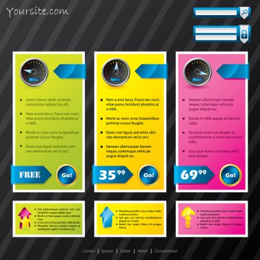 Subscription web template with different options clipart