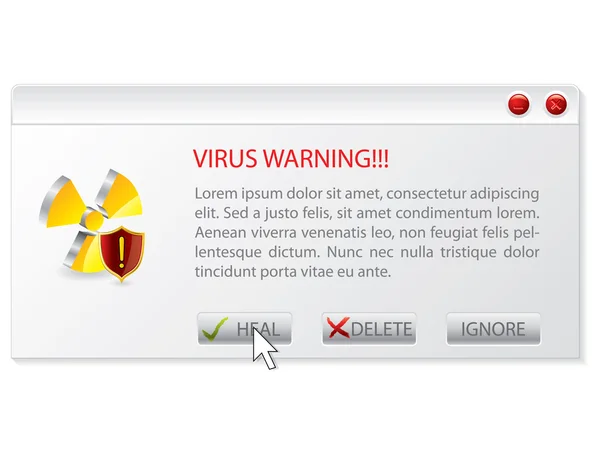 Virüs uyarısı penceresi — Stok Vektör