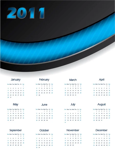 2011 Modelo Design Calendário Azul —  Vetores de Stock