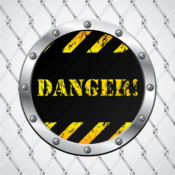 Wired fence with danger sign — Stock Vector