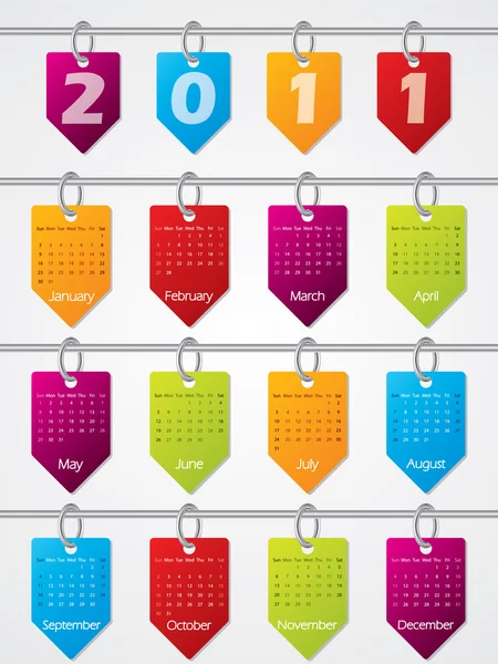Hanging calendar design for 2011 — Stock Vector