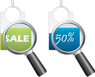 Discount labels with magnifiers clipart