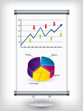 Roll up stand with charts clipart