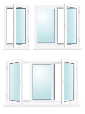 Open plastic glass window vector illustration clipart