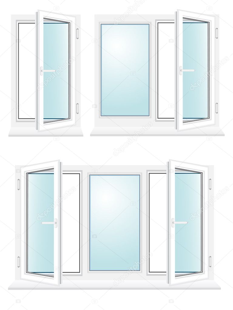 Open plastic glass window vector illustration