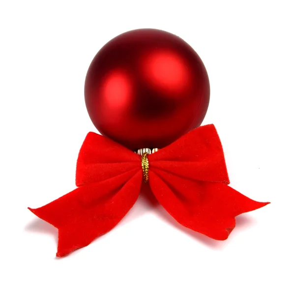 Bow and christmas ball decoration for a new-year tree — Stock Photo, Image