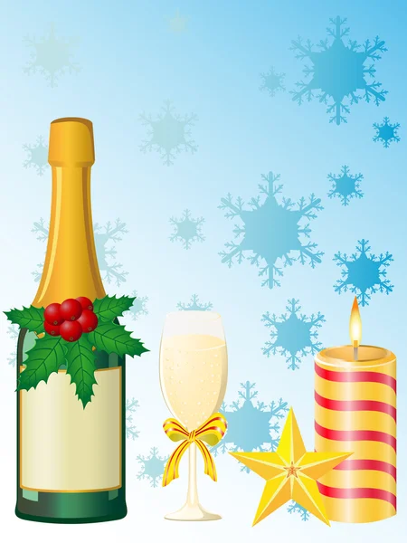 Illustration vectorielle champagne Noël — Image vectorielle