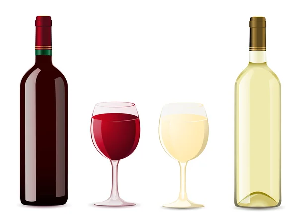 Butelki i kieliszki z czerwonego wina białe — Zdjęcie stockowe