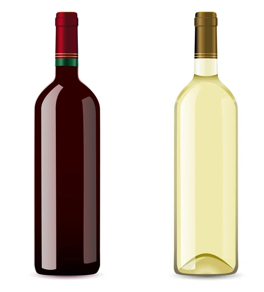Bottle with red and white wine — Stock Photo, Image