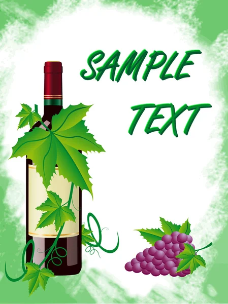 Czerwonego wina i winogron jest w ramce zielony — Zdjęcie stockowe