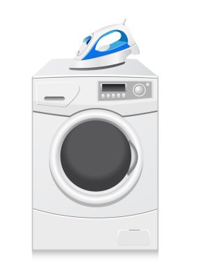 Icons are a washing-machine and iron clipart