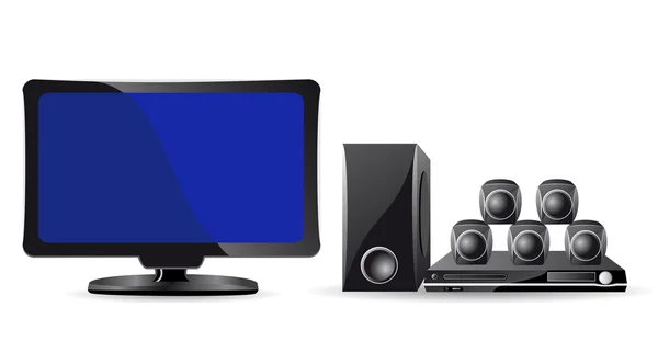 Ícones TV LCD e cinema doméstico —  Vetores de Stock