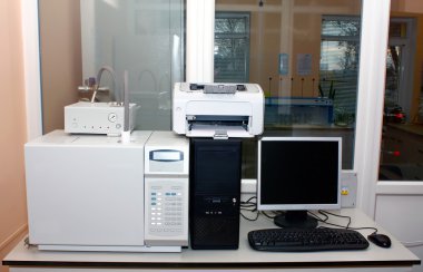 Laboratory equipment for determination of analyses clipart