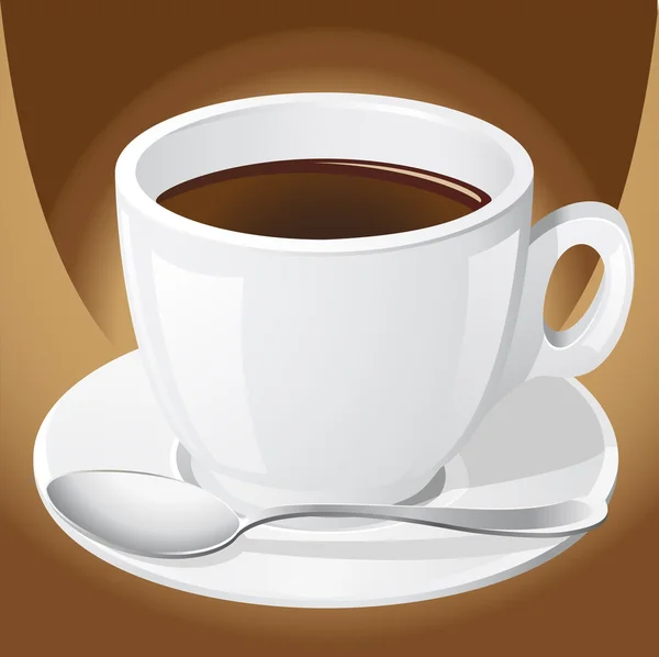 Xícara de café com uma colher — Vetor de Stock