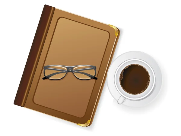 Šálky kávy a s brýlemi — Stockový vektor