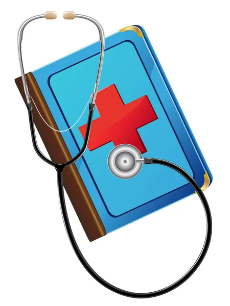 Stetoskop Vektör Çizim Tıbbi Kitap — Stok Vektör