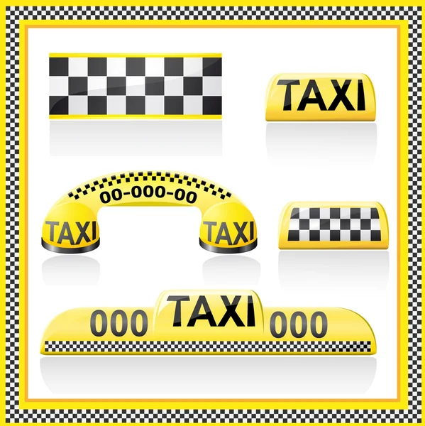Icone Sono Simboli Illustrazione Vettoriale Taxi — Vettoriale Stock