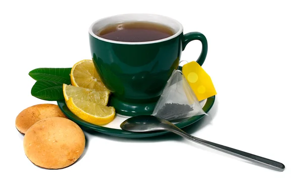 喝杯茶与柠檬和饼干 — 图库照片