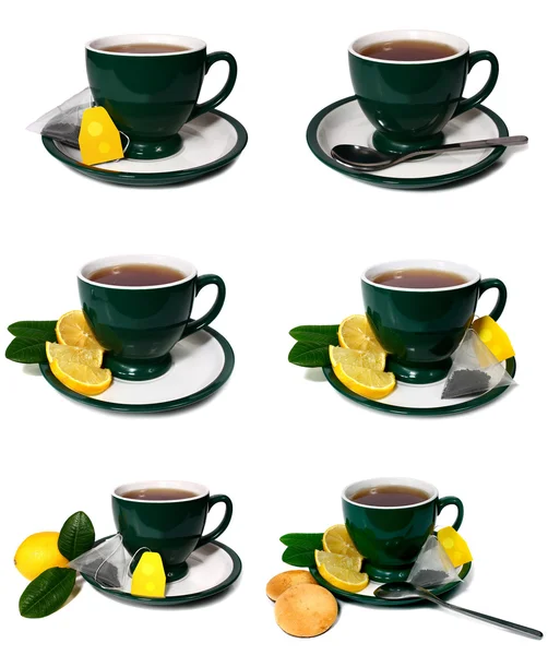 Šálek čaje s citrónem a sušenek — Stock fotografie