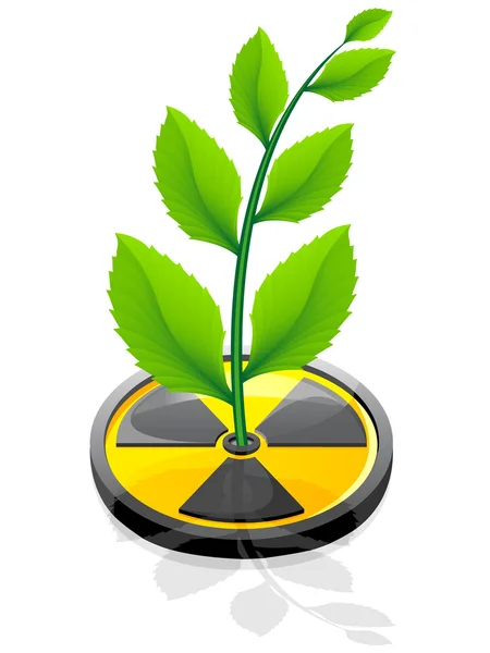 Green Plant Growing Sign Radiation Vector Illustration Isolated White Background — Stock Vector