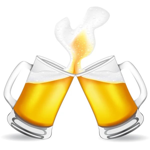 啤酒在孤立在白色背景上的玻璃矢量图 — 图库矢量图片