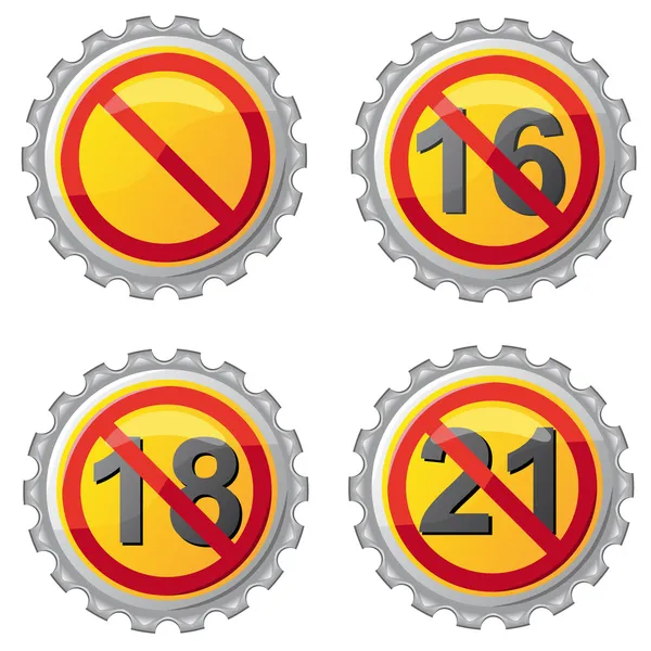 Beer lids with prohibition on age vector illustration — Stock Vector