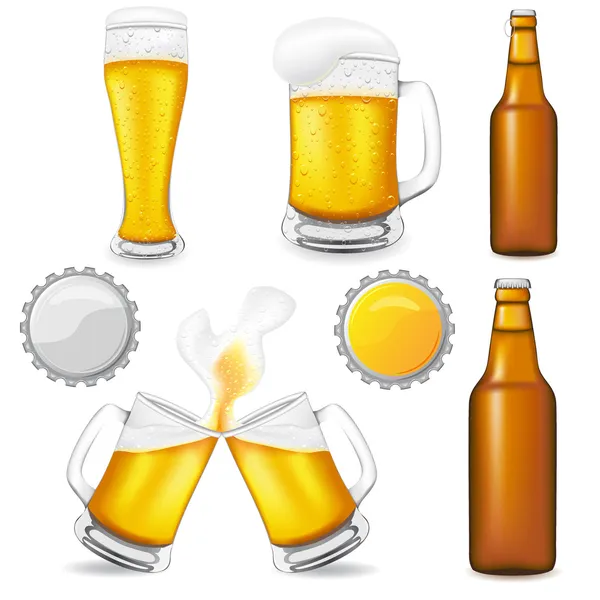 Set de ilustración de vectores de cerveza — Archivo Imágenes Vectoriales