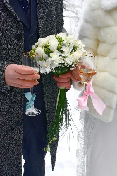 Wedding glass for fiance and fiancee — Stock Photo, Image
