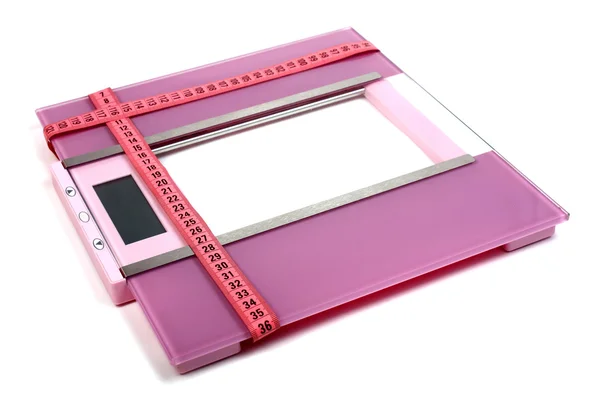 Podlahové váhy a měřicí pásky — Stock fotografie