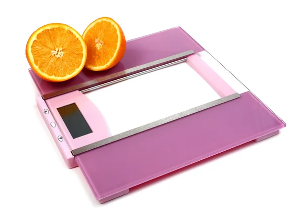 Podlahové váhy a oranžová — Stock fotografie