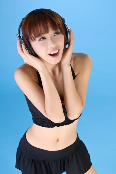 Girl listen music — Stock Photo, Image